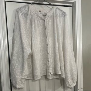 Free People Maddison Eyelet Blouse in White—SZ SM
